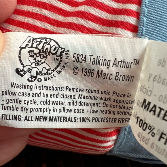 Arthur Talking Doll Vintage 17” Playskool Toy Plush PBS 1996 Hasbro Working - Picture 6 of 13